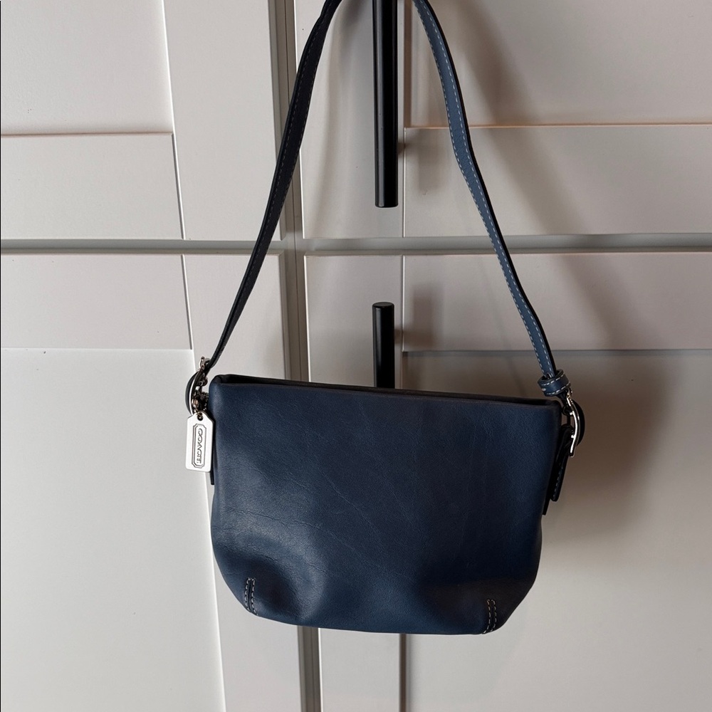 Vintage! Tiny Coach Dark Blue Leather Tiny Clutch Bag! So cute